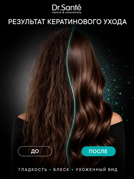 Шампунь, Keratin для тусклых и ломких волос, Dr.Sante, 1000 мл