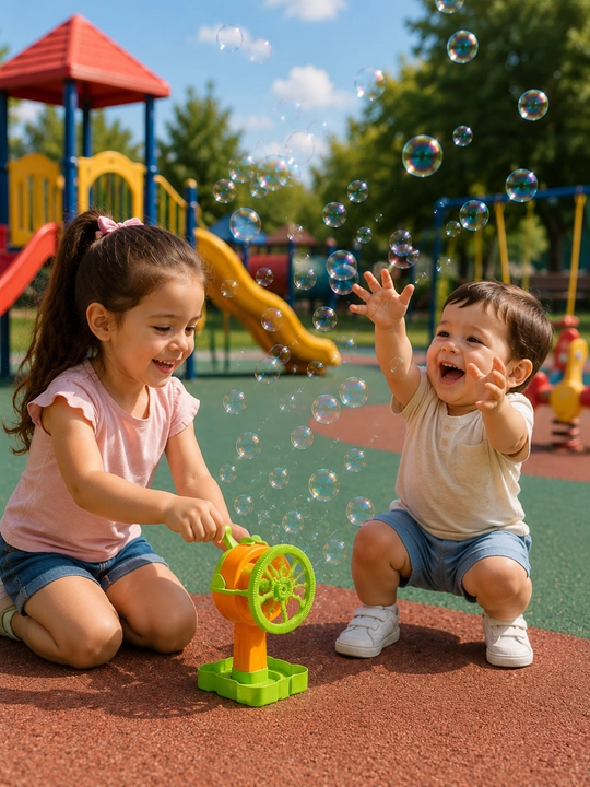 Bolalar uchun pufakcha chiqaruvchi mini ventilyator o‘yinchog‘i, 3+ yosh