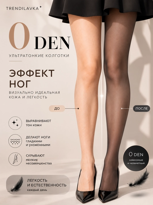 Ayollar kapron kolgotkasi 0 DEN, ultra yupqa, shaffof, tabiiy oyoq effekti, 3 xil rang