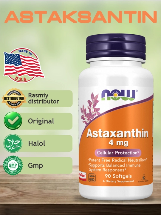 Now Foods, Astaksantin 4 mg, 90 kapsula - 
