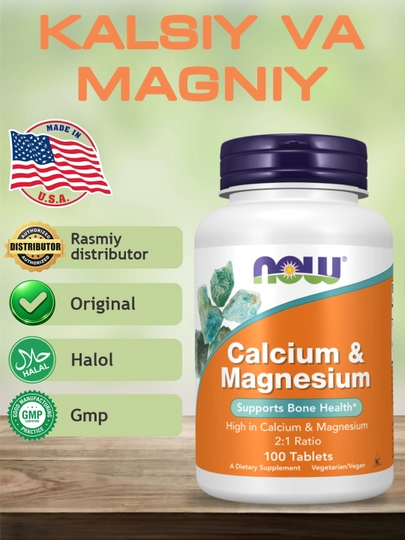 NOW Foods, Kalsiy va Magniy, tabletkalarda - 