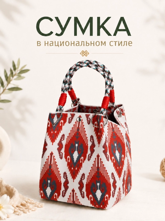 Milliy naqshli ayollar sumkasi SHOPPER mini adras aksessuar qizlar uchun - 