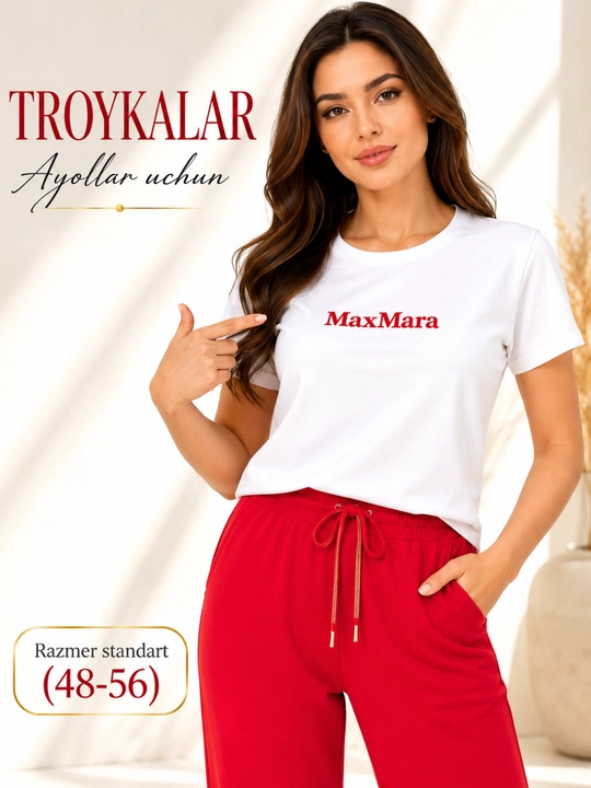 Ayollar uchun Premium Troyka Sport Kostyum. MaxMara uslubi. Standart 48–56