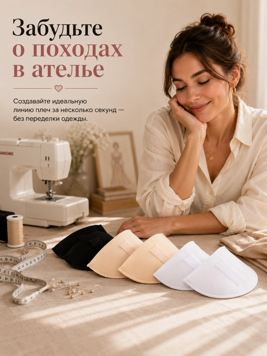 Съёмные подплечники на липучке, многоразовые, для одежды, плечики под жакет, блузку, плать