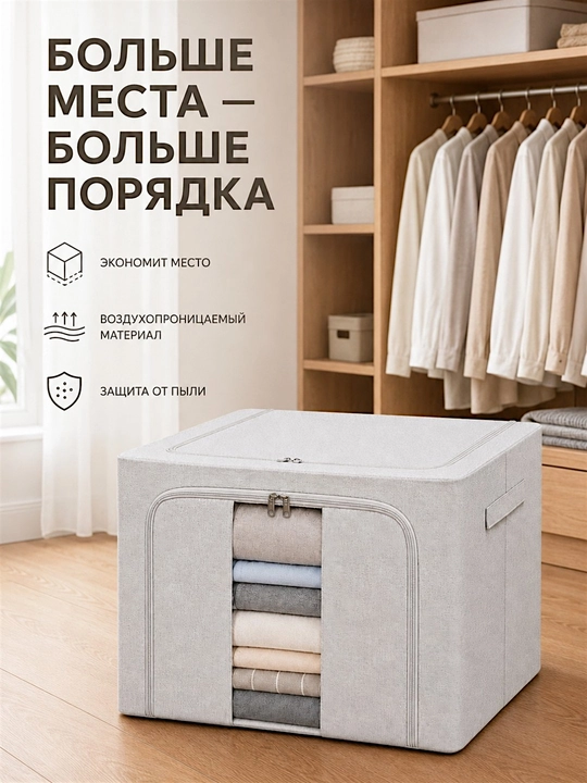 Органайзер для хранения одеял и вещей, с окошком и двойным доступом, металлический каркас