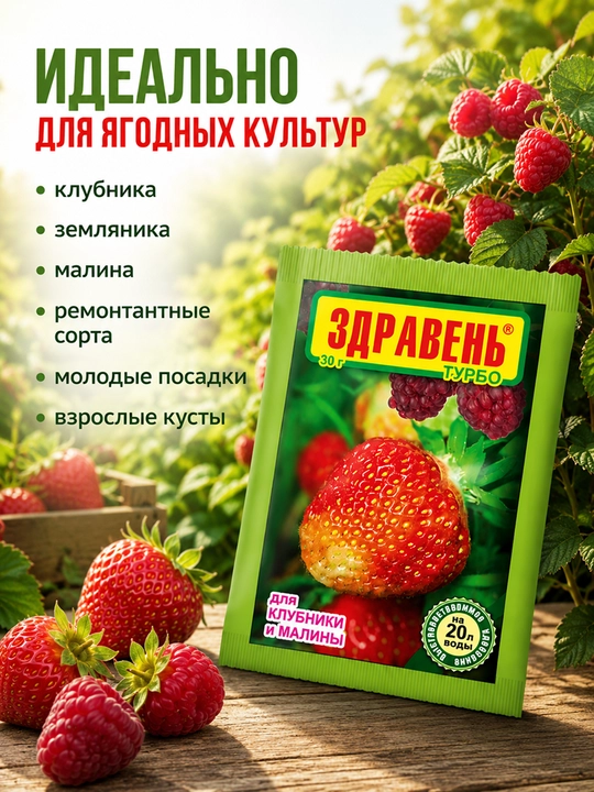 Mineral o'g'it "Zdraven Turbo" qulupnay va malina uchun - 30 grammlik paket