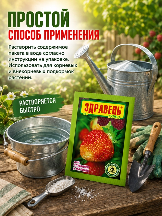 Mineral o'g'it "Zdraven Turbo" qulupnay va malina uchun - 30 grammlik paket