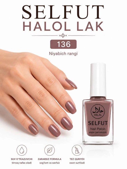 SELFUT Ayollar va qizlar uchun halol tirnoq laklari