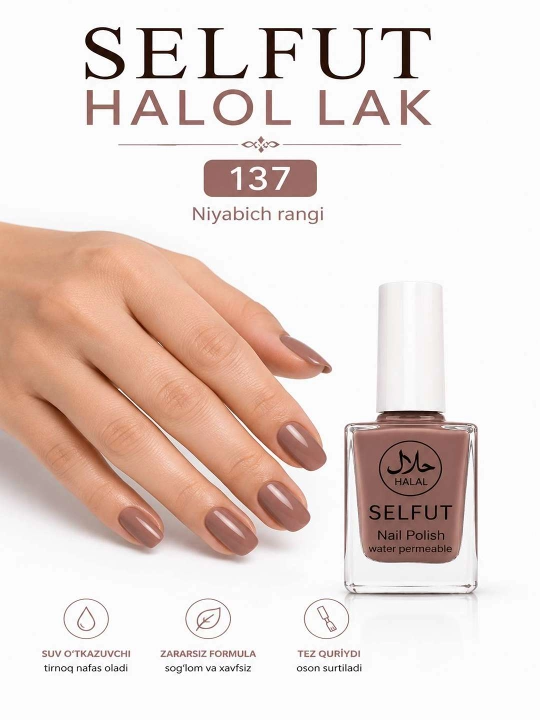 SELFUT Ayollar va qizlar uchun halol tirnoq laklari