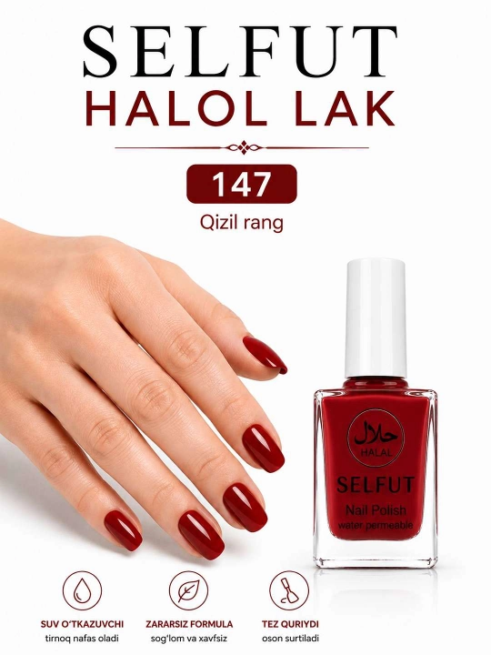 SELFUT Ayollar va qizlar uchun halol tirnoq laklari