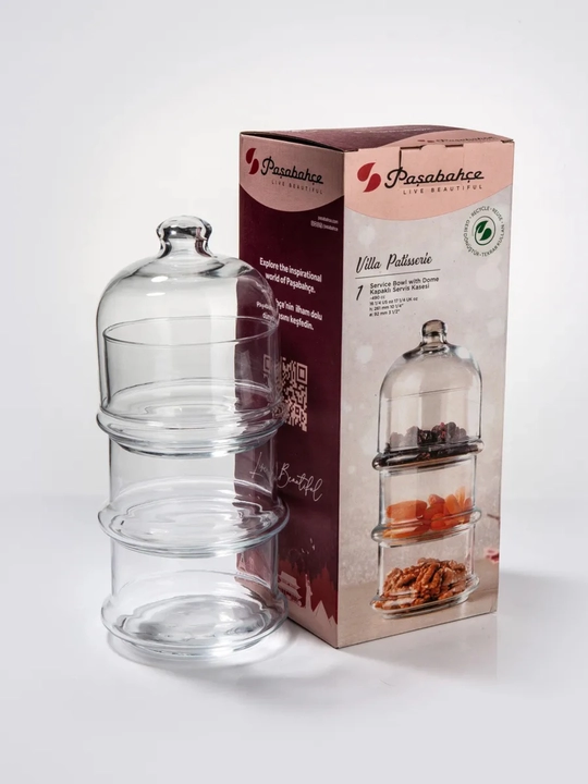 Набор многоярусных стеклянных ёмкостей с крышкой PASABAHCE VILLA PATISSERIE, 230/505 мл