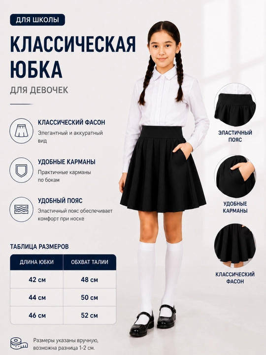 Bolalar yubkasi qizlar uchun klassik maktab kiyimi elastik bel - 