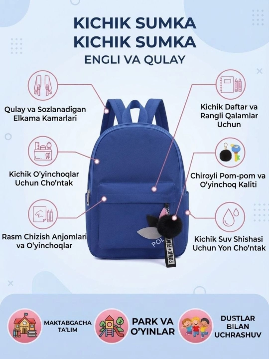Bolalar ryukzaklari, maktab va bolalar bog‘chasi uchun, 1-3-sinf o‘quvchilari uchun