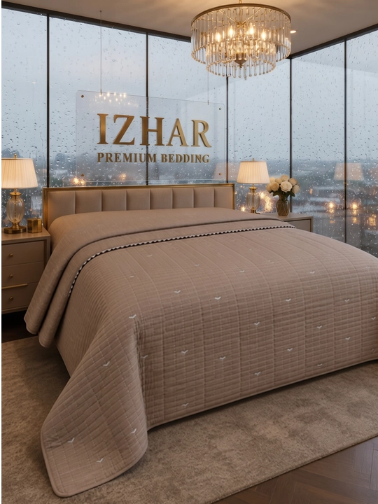 IZHAR Premium qavilgan ikki kishilik krovat yopqichi, kulrang