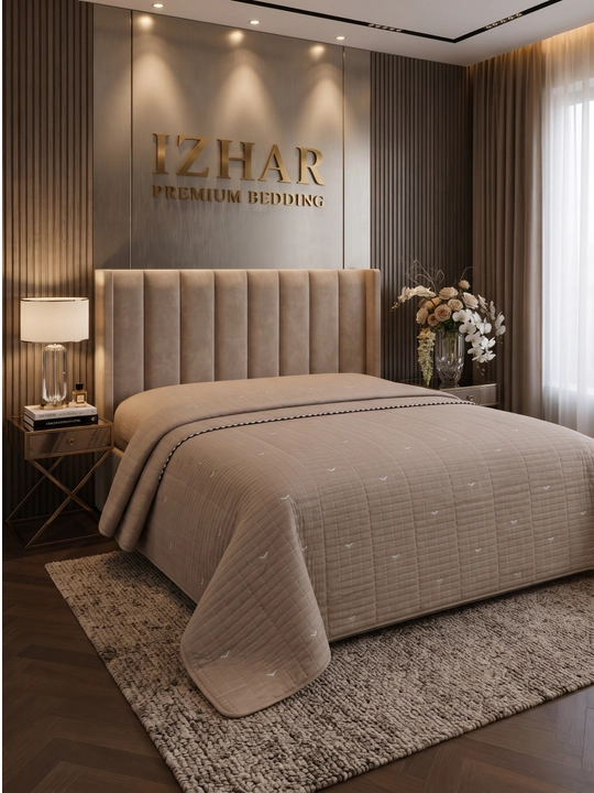 IZHAR Premium qavilgan ikki kishilik krovat yopqichi, kulrang