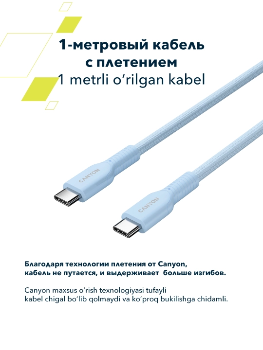 Kabel CANYON OnWire 60CL, USB Type-C USB Type C, 1 metr, 60 Vt