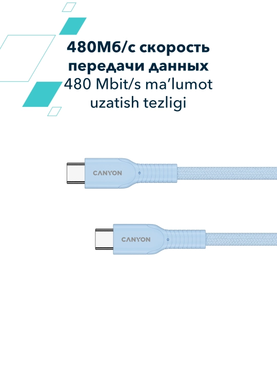 Kabel CANYON OnWire 60CL, USB Type-C USB Type C, 1 metr, 60 Vt