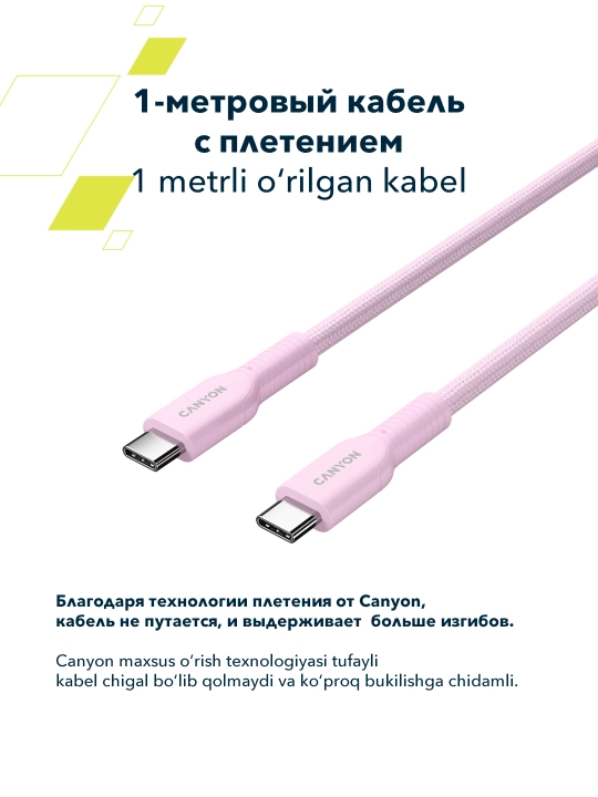 Kabel CANYON OnWire 60CL, USB Type-C USB Type C, 1 metr, 60 Vt