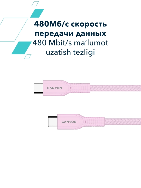 Kabel CANYON OnWire 60CL, USB Type-C USB Type C, 1 metr, 60 Vt