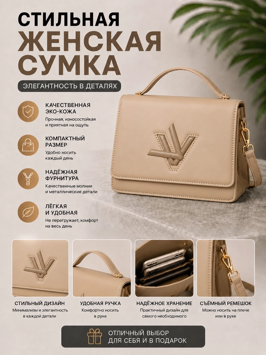 Ayollar sumkasi Valentino Garavani,kross-bodi,eko-charmdan tayyorlangan,tutqich va kamarli - 