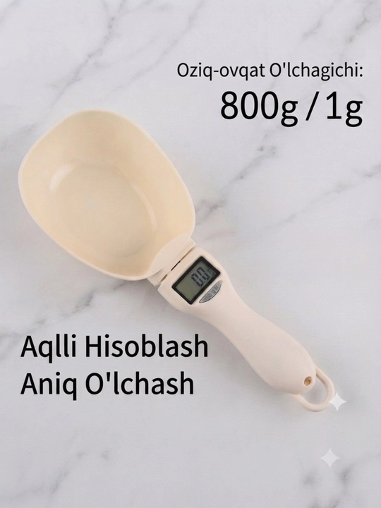Elektron o'lchov qoshiq tarozi 800 g / 1 g – LCD displeyli raqamli oshxona tarozisi