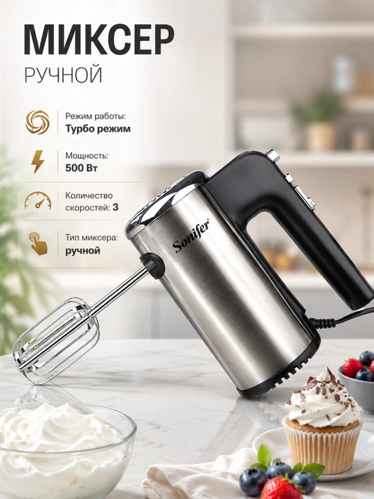 Миксер ручной Sonifer SF-7021, 300 Вт - 