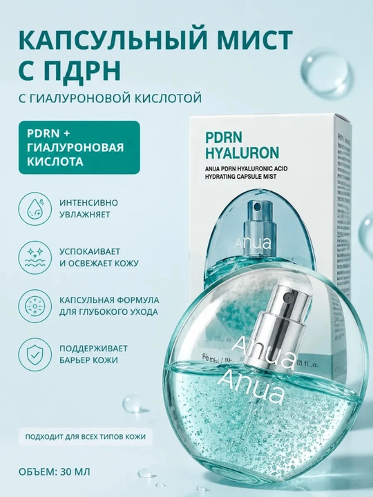 Увлажняющий капсульный мист с ПДРН и гиалуроновой кислотой - 