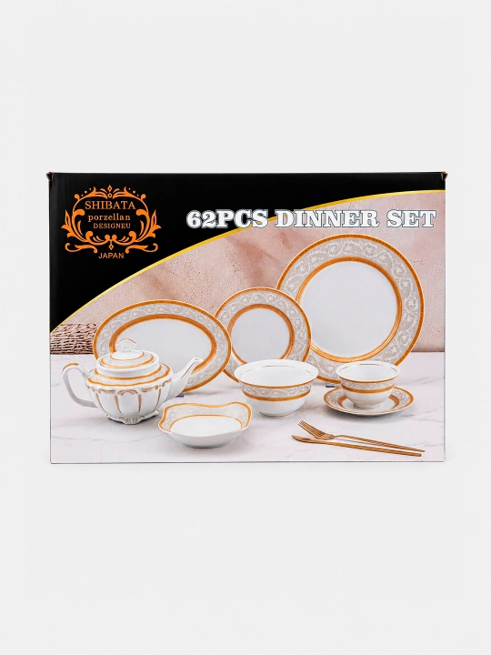 6-12 kishilik idish-tovoqlar to‘plami, 30-62 dona, opal shisha