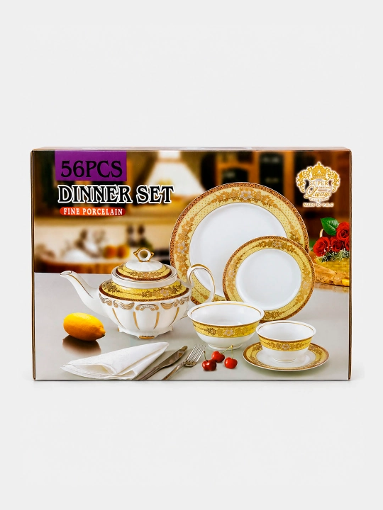 6-12 kishilik idish-tovoqlar to‘plami, 30-62 dona, opal shisha