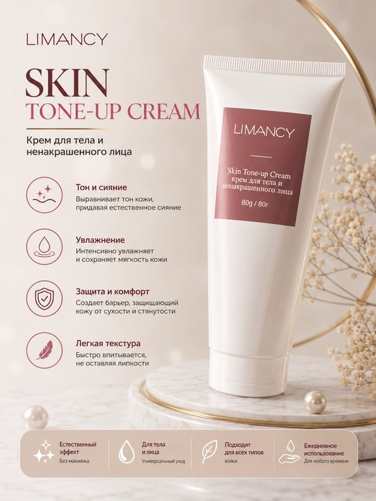 LIMANCY Skin Tone-up Cream 80 г – тонирующий крем для лица и тела - 