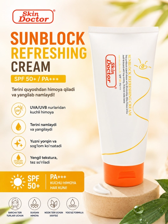 Krem quyoshga qarshi Skin Doctor SPF 80 PA+++, kokos yog'i bilan va vitamin E, 150 ml - 
