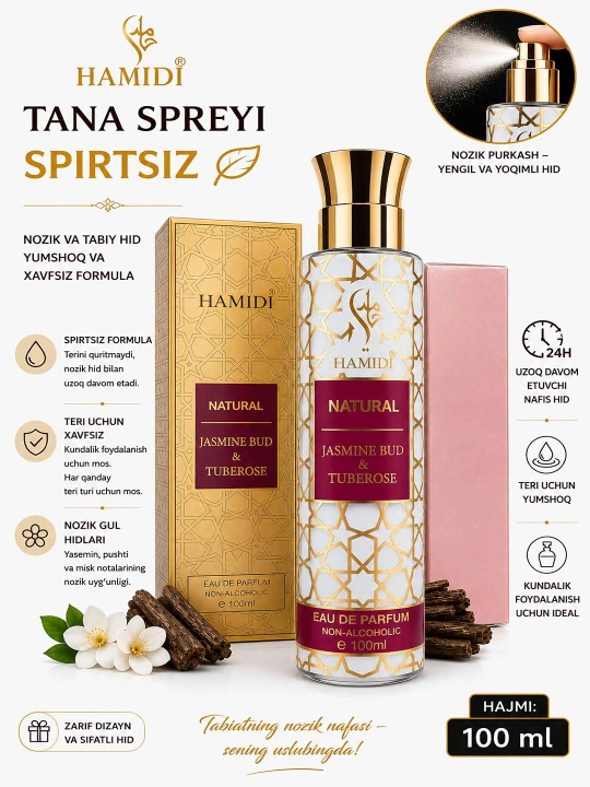 Tana uchun sprey HAMIDI MUSK spreyi, 100 ml - 