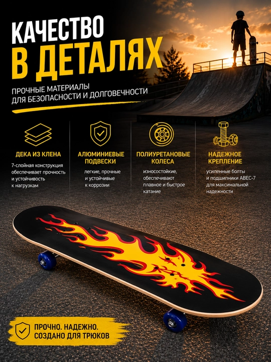 Детский скейтборд для начинающих, набор