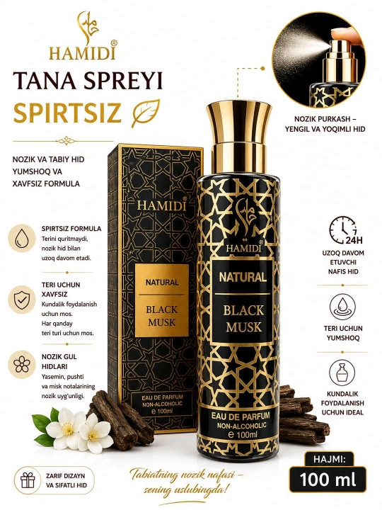 Tana uchun sprey HAMIDI MUSK spreyi, 100 ml - 