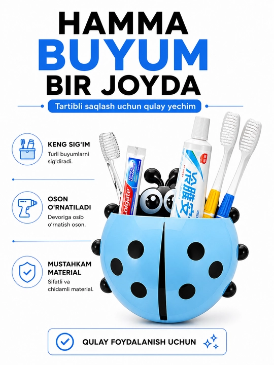 Bolalar uchun xonqizlar shaklidagi tish cho'tkasi va pastasi ushlagichi (organayzer) - 