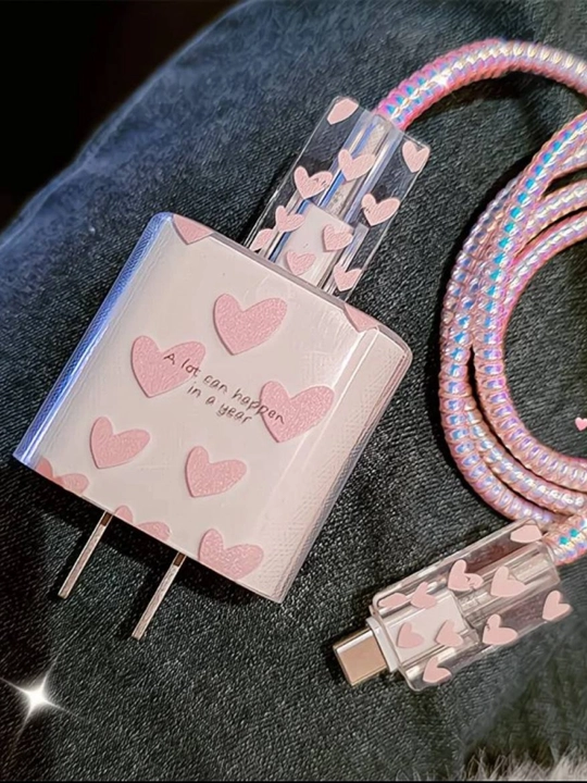 Adapter uchun silikon g'ilof / Zaryadka cheholi / Yurakchali estetik dizayn - 