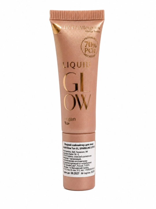Жидкий хайлайтер для лица и тела BELL HYPOALLERGENIС SPARKLING LOTUS 01, 10 г - 