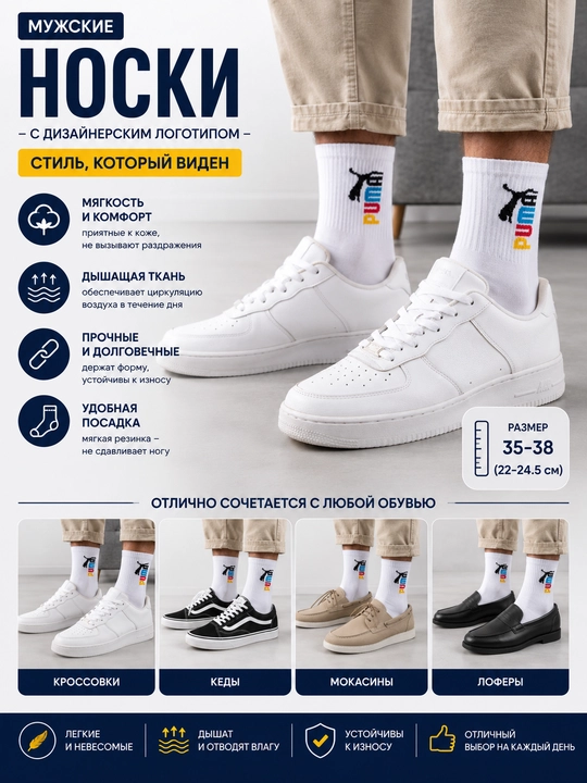 Erkaklar uchun Hello paypoqlari, Puma logotipi bilan, oq, baland, paxtali, nafas oluvchi