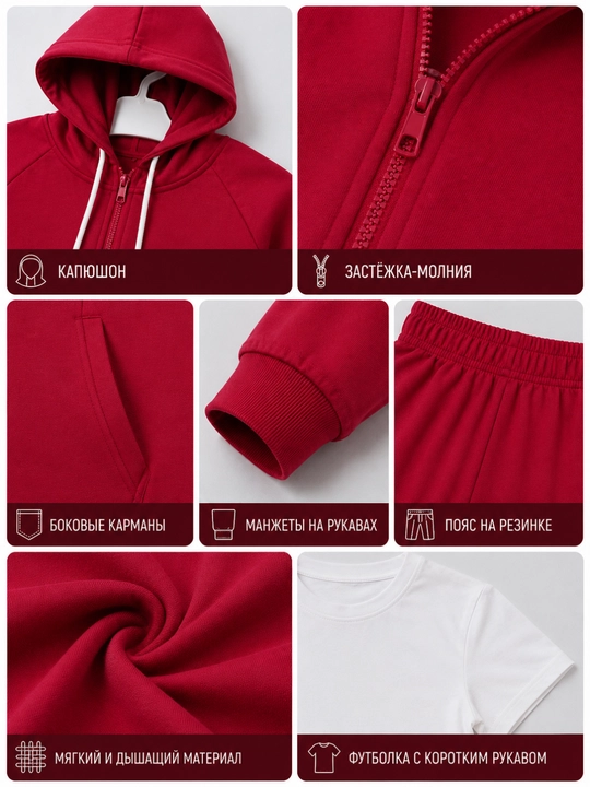 Спортивный костюм тройка для девочек с принтом Mickey Mouse, худи, футболка, брюки