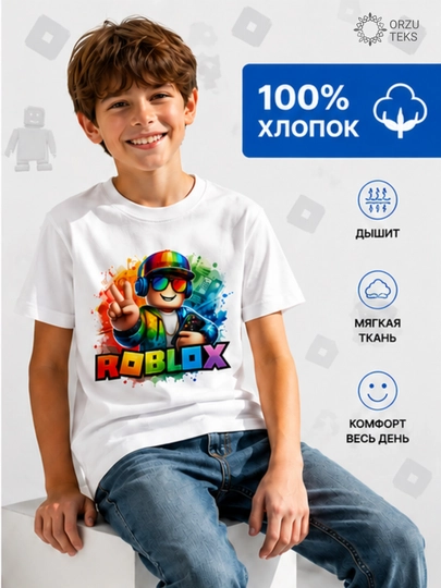 Футболка детская Minecraft Roblox Brawl Stars Spider-Man, хлопок 100%, ORZU TEKS - 