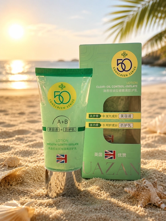 Yuzga mo‘ljallangan UAZAN A+B SPF50 PA+++ namlantiruvchi Oil Control losyoni, 160 g