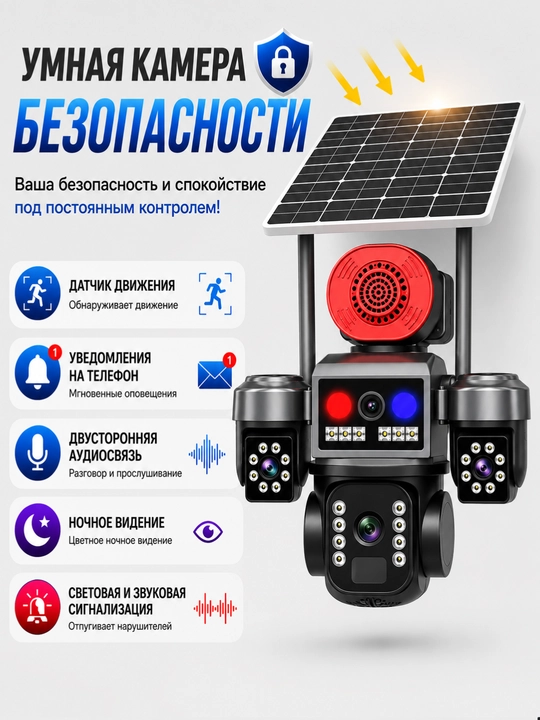 SIM kartali quyosh panelli videokuzatuv kamerasi O-Kam Pro,Icee,v-380. 3 kamera, 12000 mAh