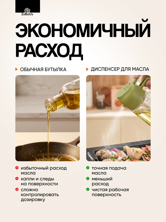 Диспенсер для масла 2 в 1 с распылителем, стеклянная бутылка, дозатор для масла