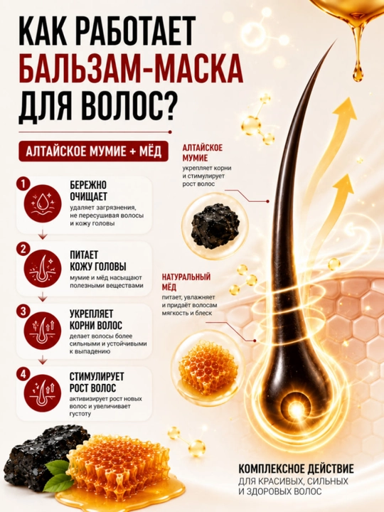 Бальзам-маска для роста волос, против выпадения волос, Domashniy Doktor, 500 мл