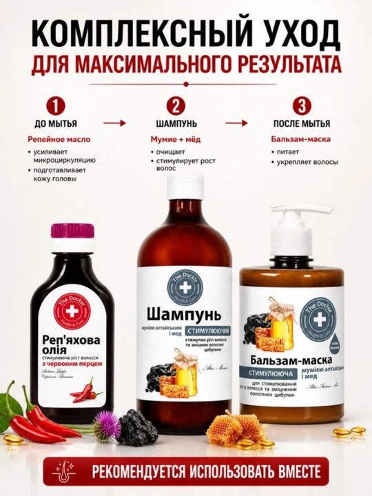 Бальзам-маска для роста волос, против выпадения волос, Domashniy Doktor, 500 мл