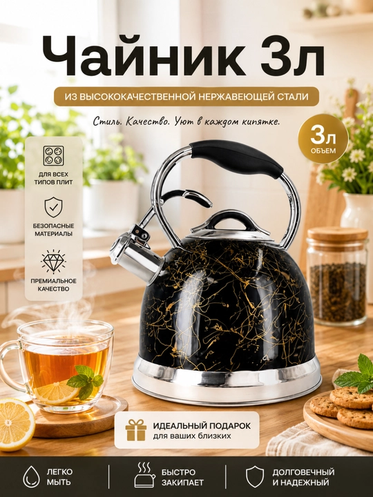 3 litrli, zanglamaydigan choynak - 