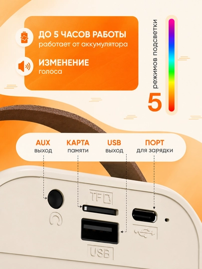 Детская Bluetooth караоке-колонка с 2 микрофонами и LED-подсветкой