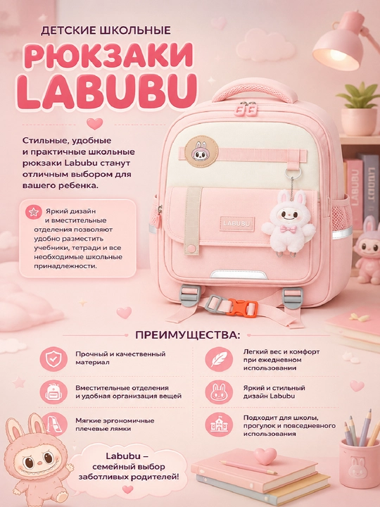 Bolalar uchun Labubu maktab ryukzaklari - 
