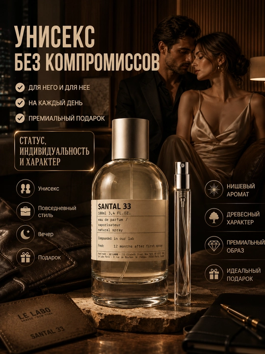 Духи Santal 33 Le Labo, стойкий нишевый парфюм для мужчин и женщин, пробники