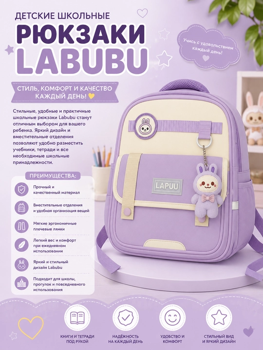 Bolalar uchun Labubu maktab ryukzaklari - 